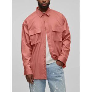 Mode of One Men's Long Sleeve Button Front Utility Shirt Sunbaked Clay Size L